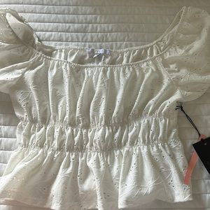 white blouse with stitch detailing!🤍